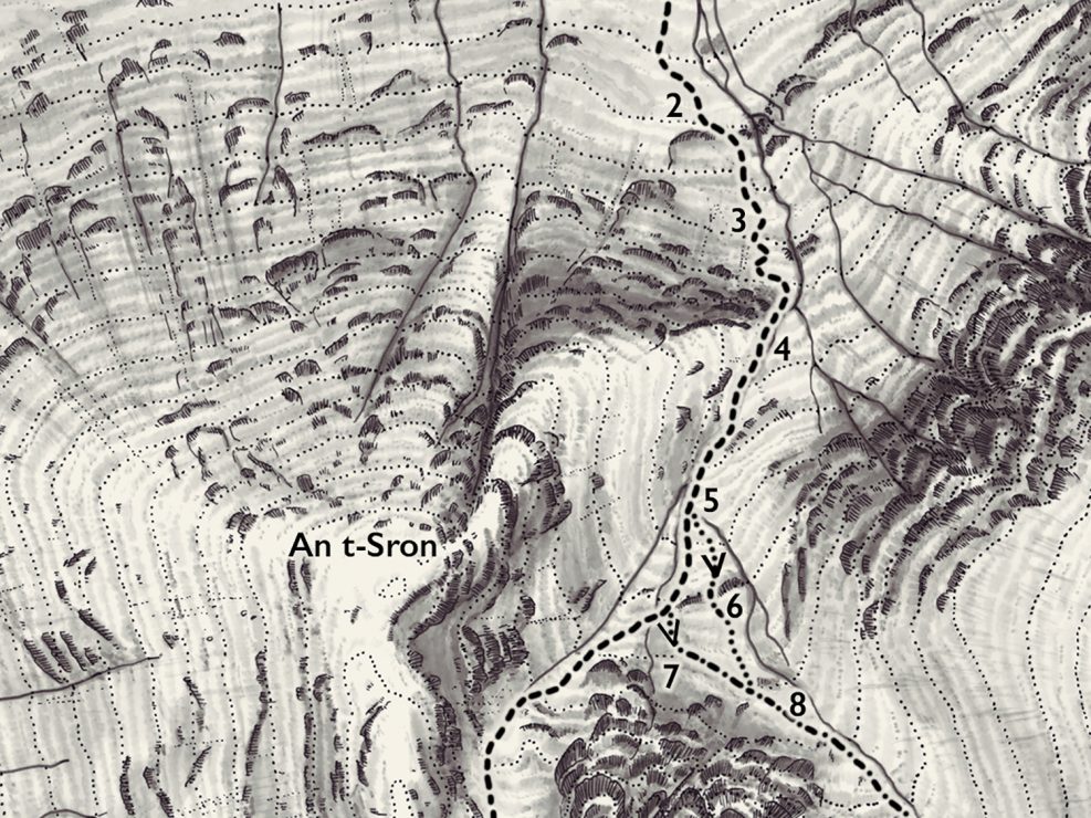 Map with route to upper Coire nam Beitheach